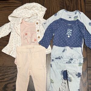 Carter's Set of Two Blue and Cream Baby Layered Sets